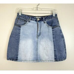 Coco + Jaimeson Women's Two Tone A-Line Denim Mini Skirt Blue Size 26 90s Y2K